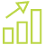 Green icon of a bar graph with an upward trend