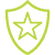 Green icon of a shield with a star inside of it
