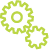 Green icon of interlocking gears