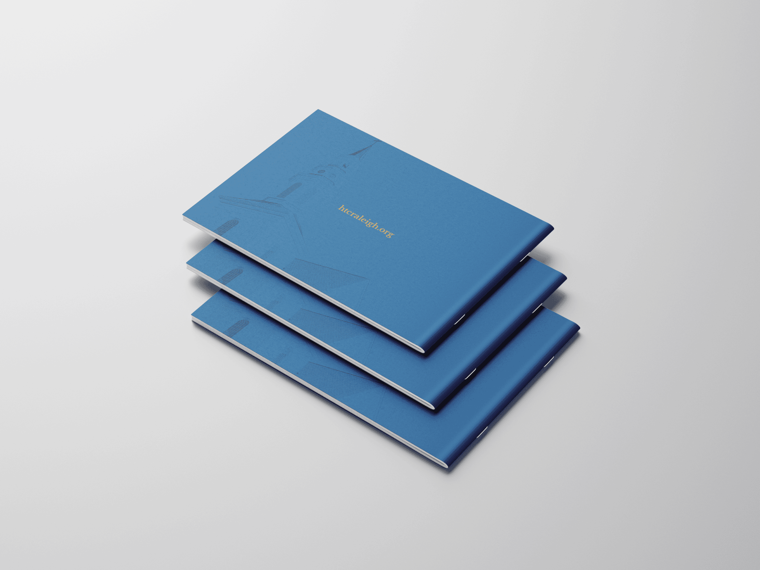 stack of blue brand books
